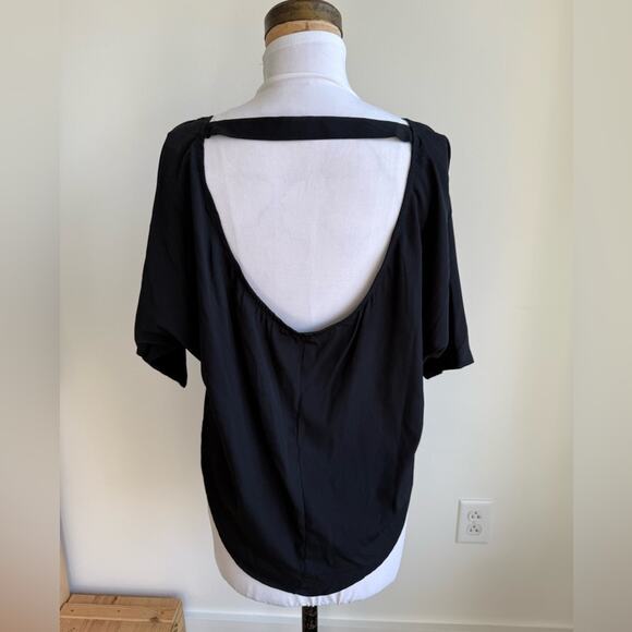 JESSICA SIMPSON BLACK BACKLESS BLOUSE HIGH LOW BUTTON DOWN SMALL - Picture 4 of 7